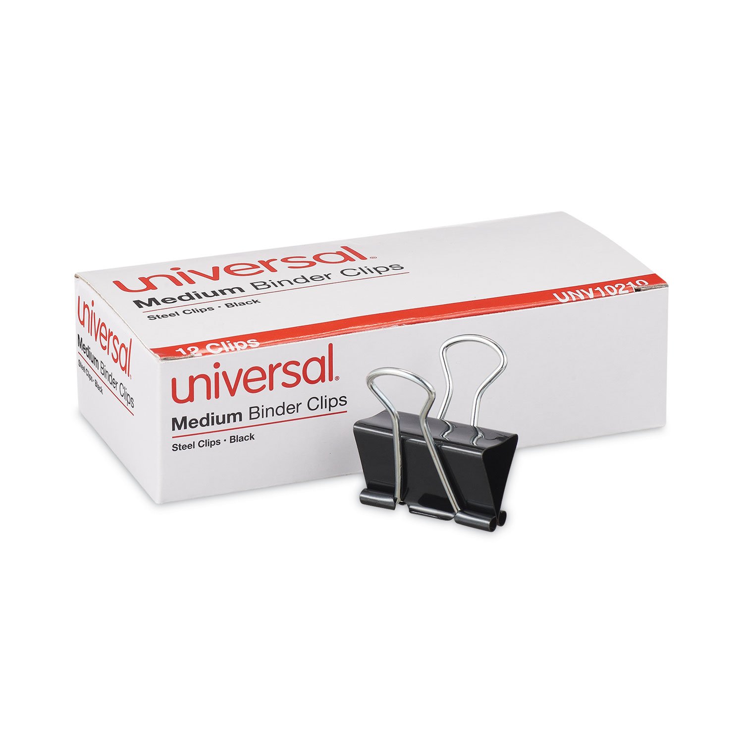 759307.jpg Universal Binder Clips, Medium, Black/Silver, 12/Box (UNV10210) - Image 1