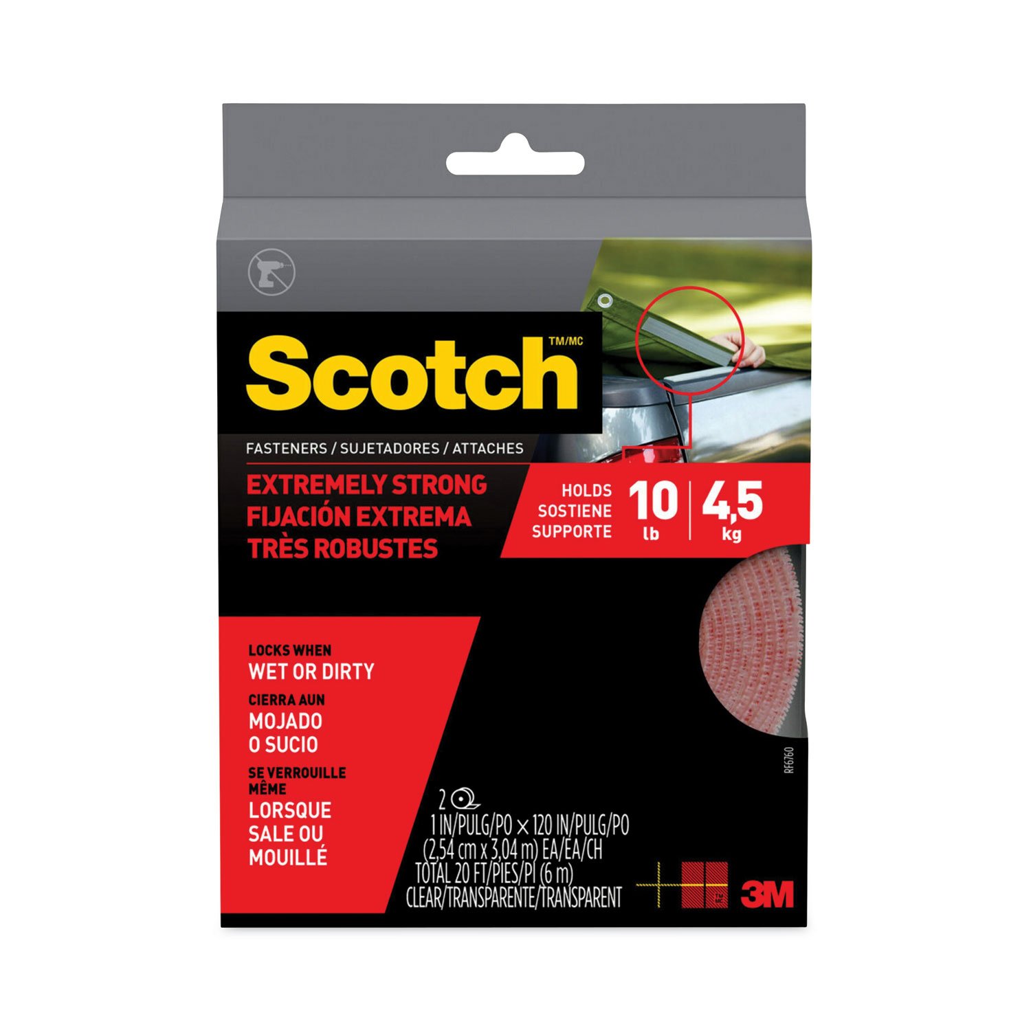 775534.jpg Scotch Extreme Fasteners, 1" x 10 ft, Clear, 2/Pack (RF6760) - Image 1
