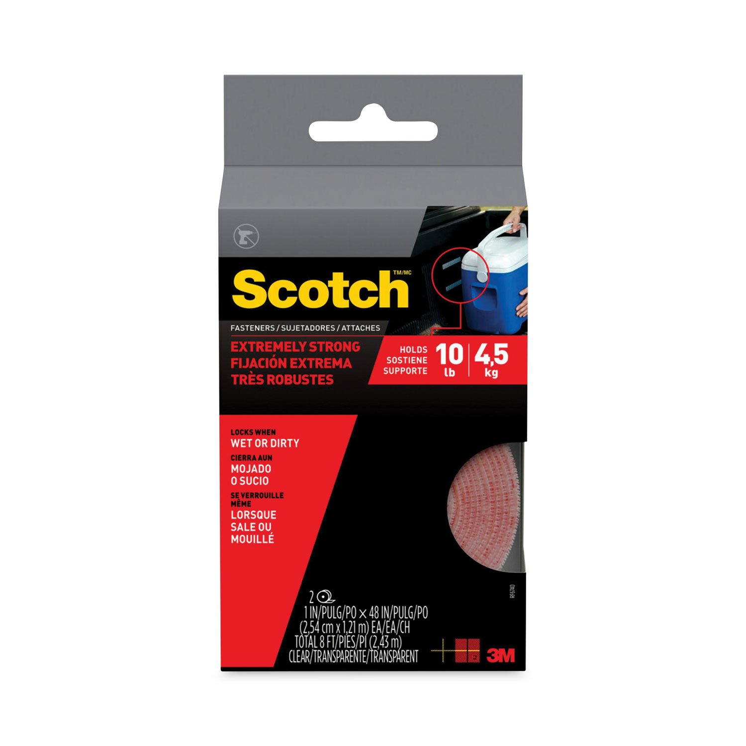 793346.jpg Scotch Extreme Fasteners, 1" x 4 ft, Clear, 2/Pack (RF6740) - Image 1