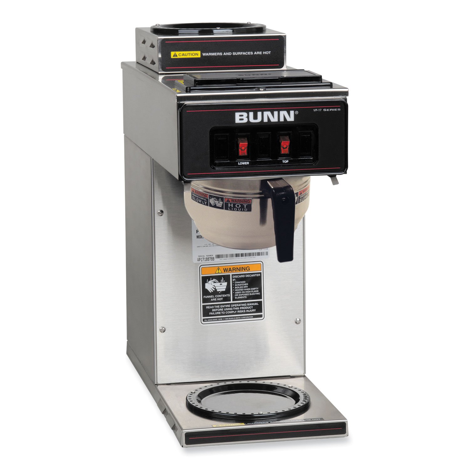 814355.jpg BUNN VP17-2 12-Cup Pourover Coffee Brewer, Black/Stainless Steel (133000002) - Image 1