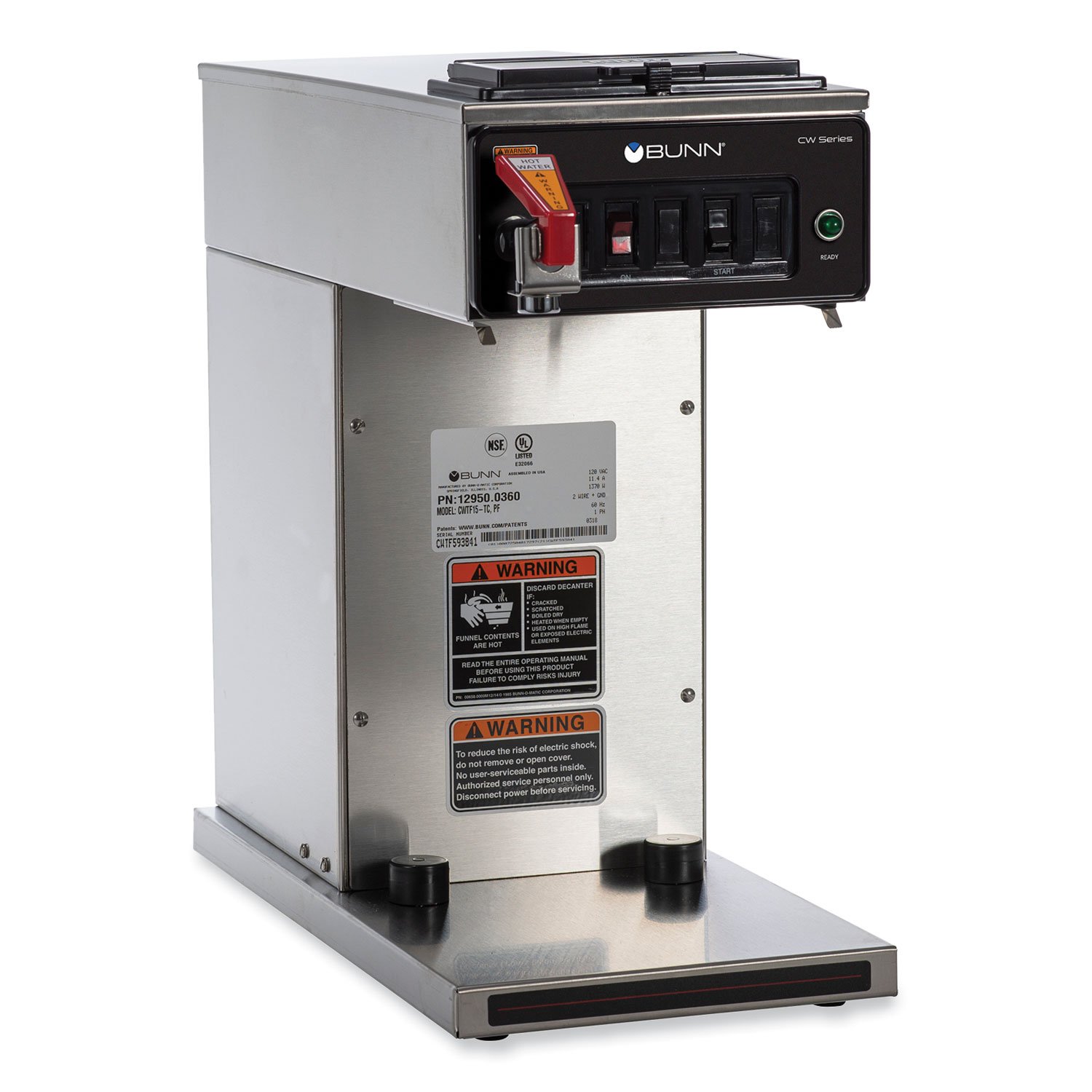 828690.jpg BUNN CWTF15-TC 12-Cup Automatic Thermal Coffee Brewer, Gray/Stainless Steel (129500360) - Image 1