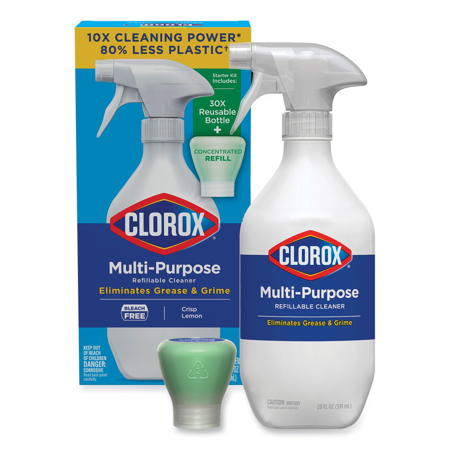 831722.jpg Clorox Multipurpose Degreaser Cleaner Refillable Starter Kit, Crisp Lemon Scent (60160) - Image 1