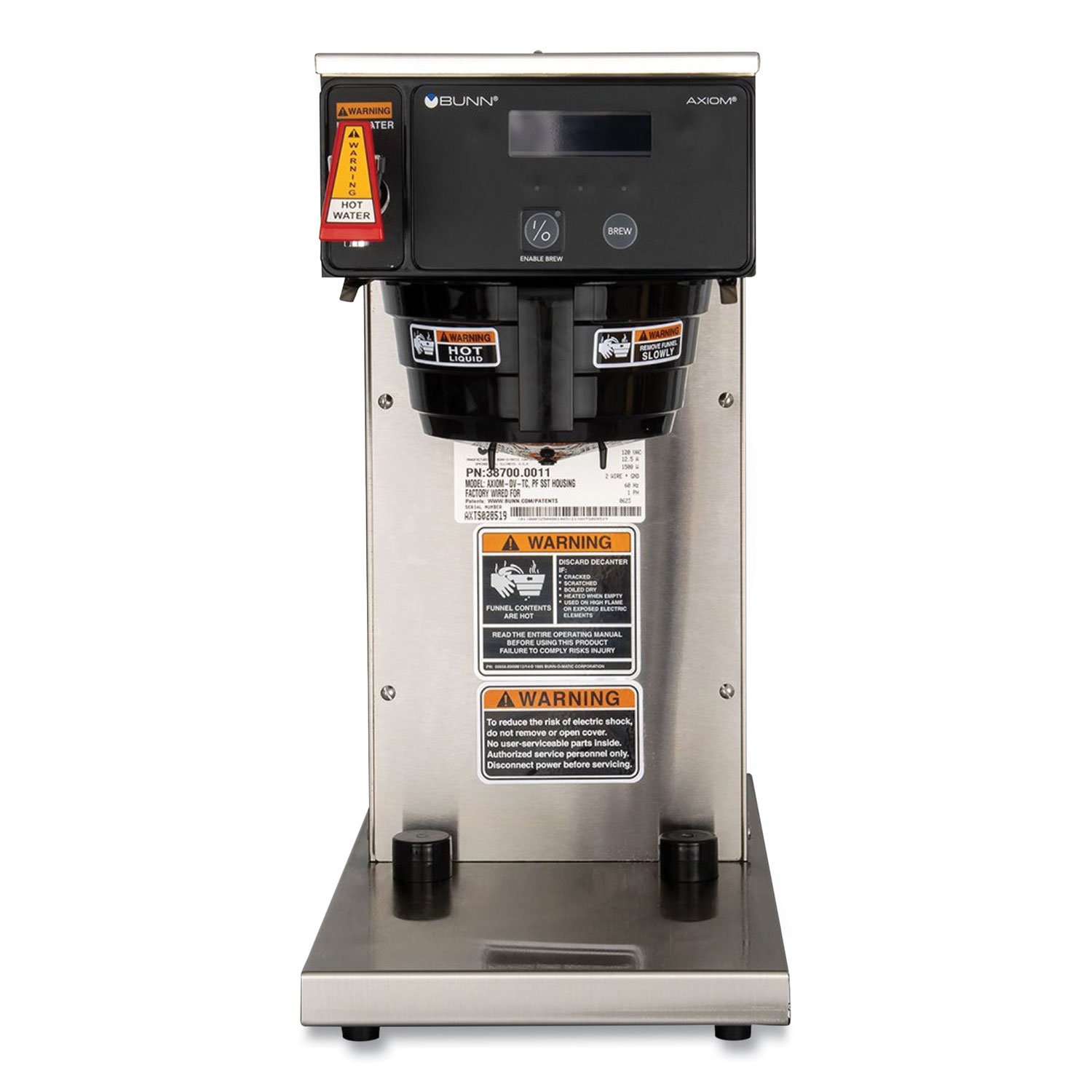 881166.jpg BUNN AXIOM DV-TC Dual-Voltage Thermal Carafe Coffee Brewer, 12 Cups, Silver/Black (387000011) - Image 1
