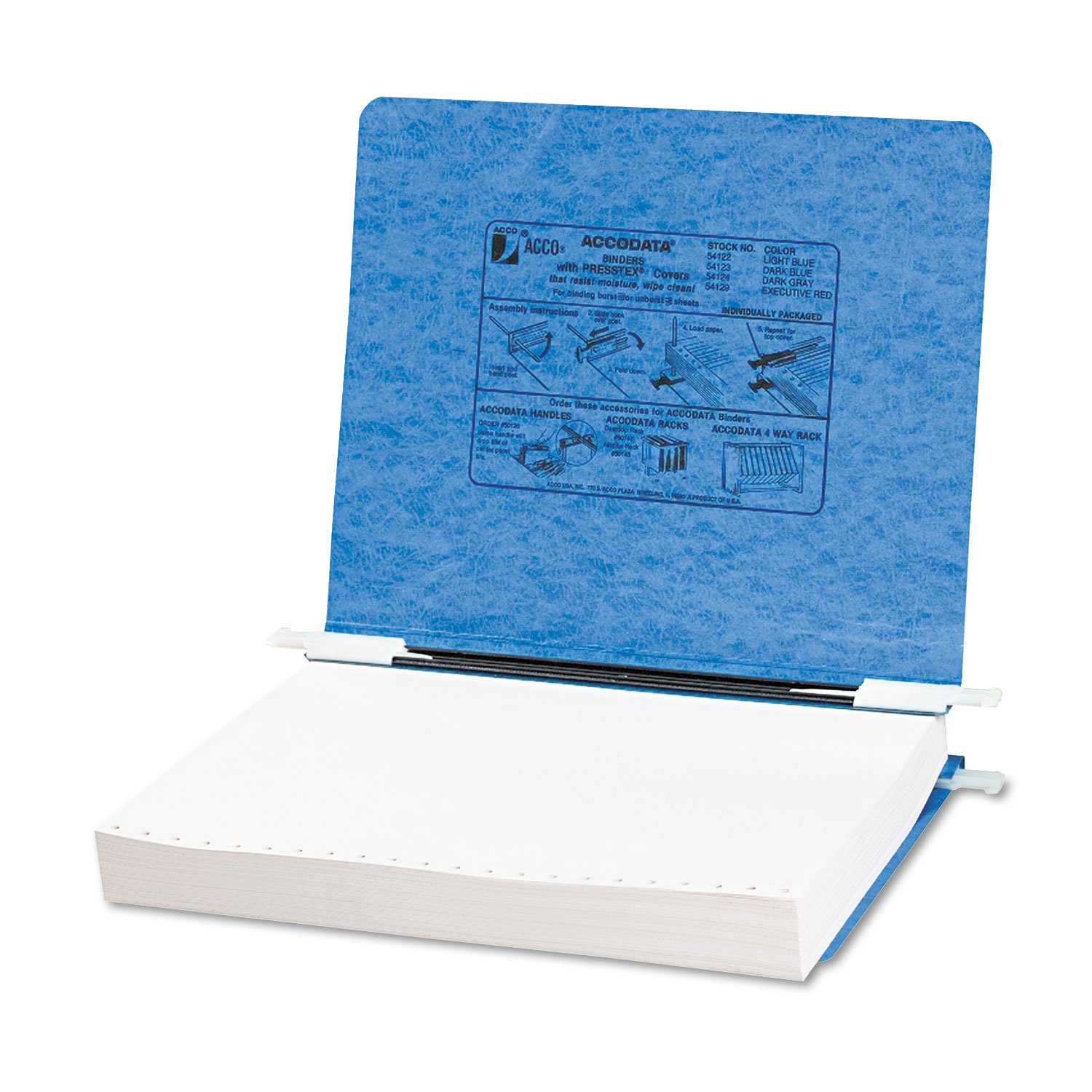 8977.jpg Acco PRESSTEX Covers with Storage Hooks, 2 Posts, 6" Capacity, 11 x 8.5, Light Blue (54122) - Image 1