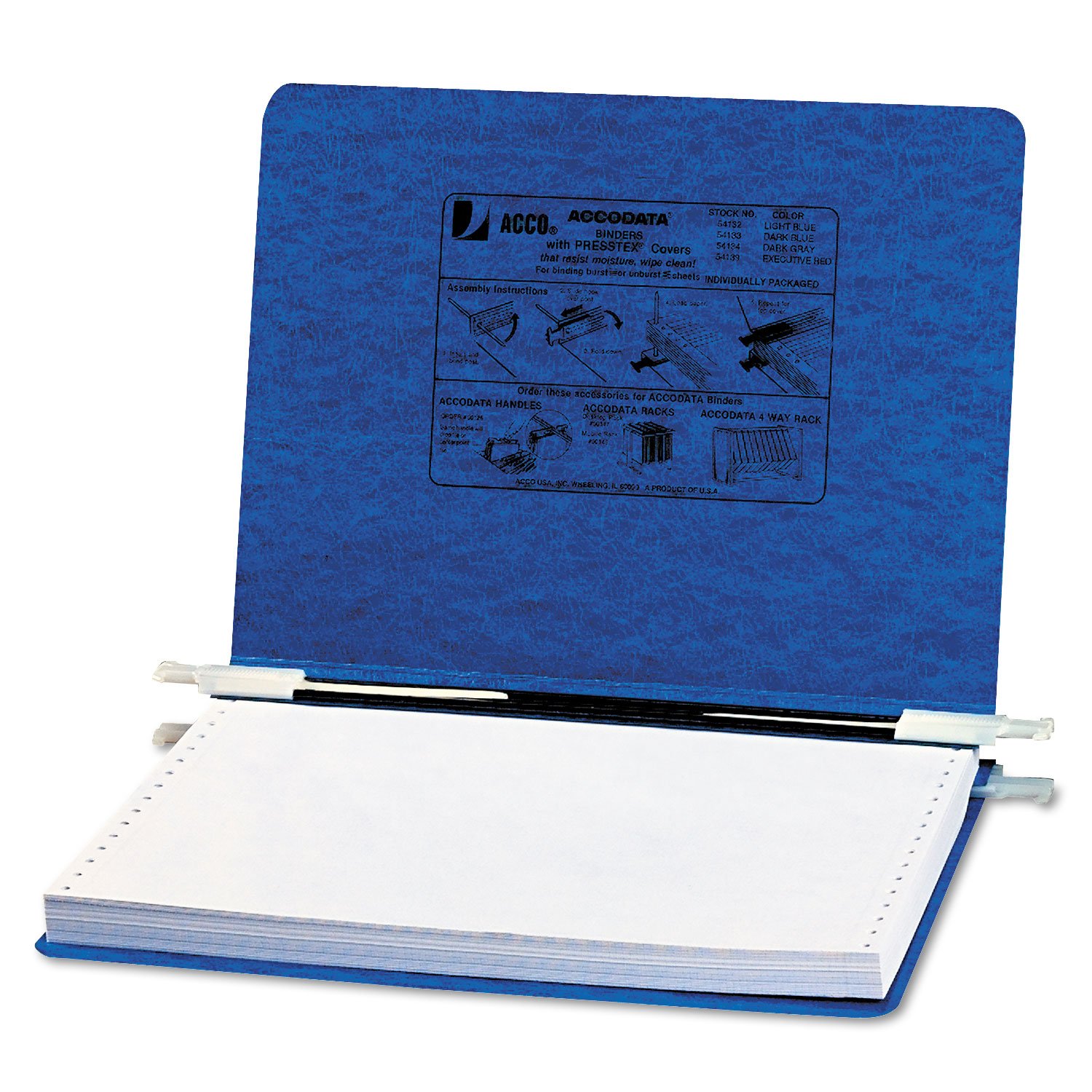 8987.jpg Acco PRESSTEX Covers with Storage Hooks, 2 Posts, 6" Capacity, 12 x 8.5, Dark Blue (54133) - Image 1