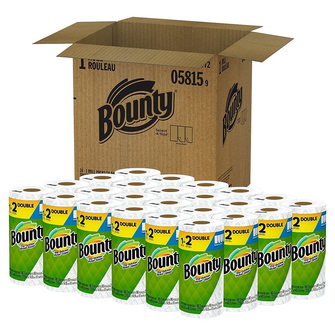 PGC05815-1698257674.jpg Bounty® Kitchen Paper Towels, 2-Ply, 90 Sheets - Double Roll, 24 Rolls (05815) - Image 1
